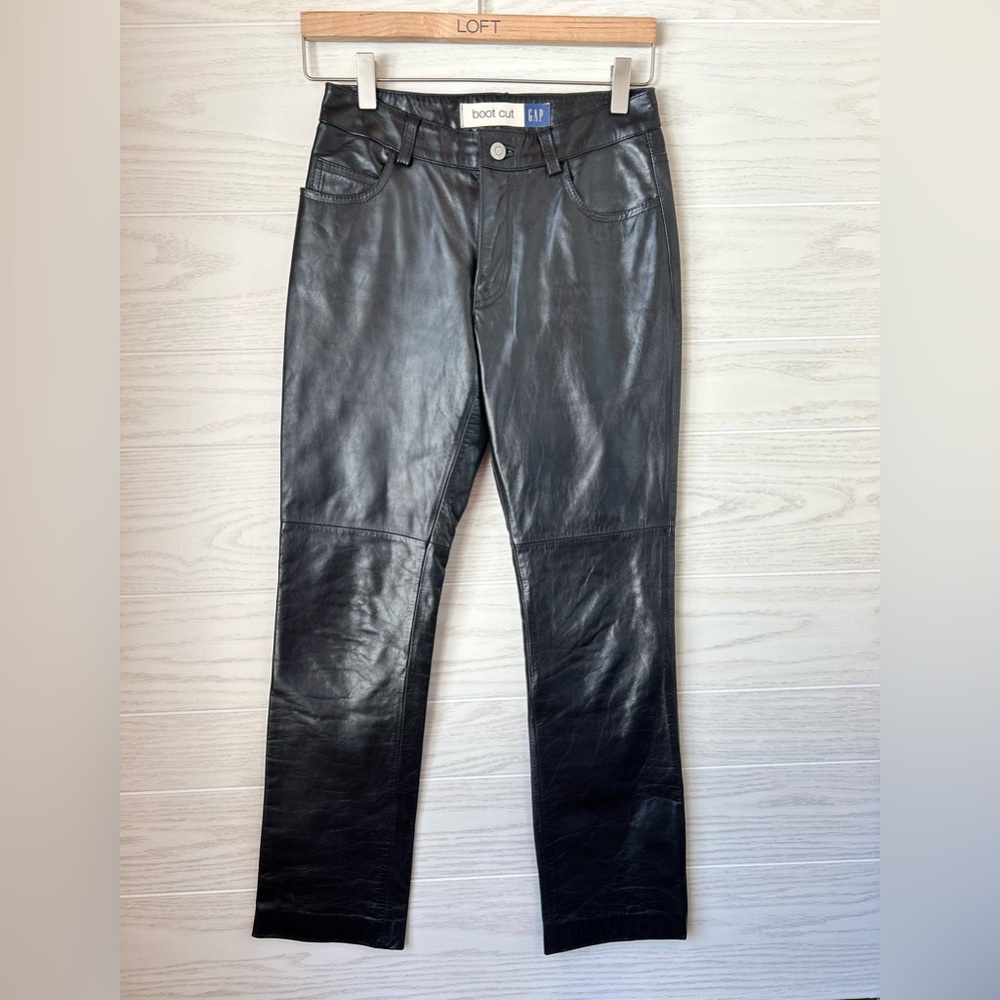 GAP Black Leather Boot Cut Pants